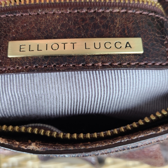 Elliott Lucca Bag Shoulder Handbag Leather Distressed Maroon Gold Hardware Braid - Picture 12 of 15